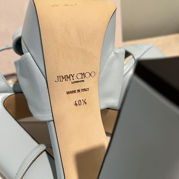 Jimmy Choo Womens Ice Blue Nappa Leather Platform Sandals Size 40.5 Ital… - Picture 10 of 16